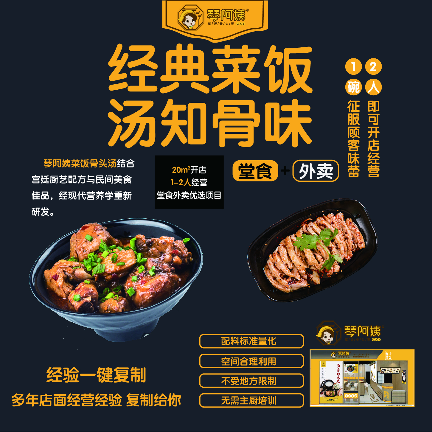 开一家琴阿姨菜饭骨头汤加盟费多少大致需要5到10万元